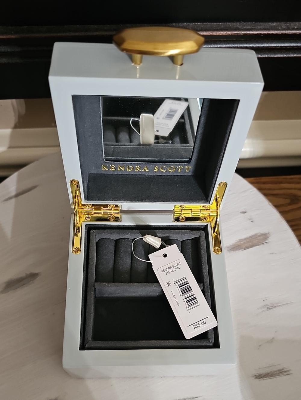 $45 Kendra Scott Small Jewelry Box in Gray with Gold Hardware, NWT